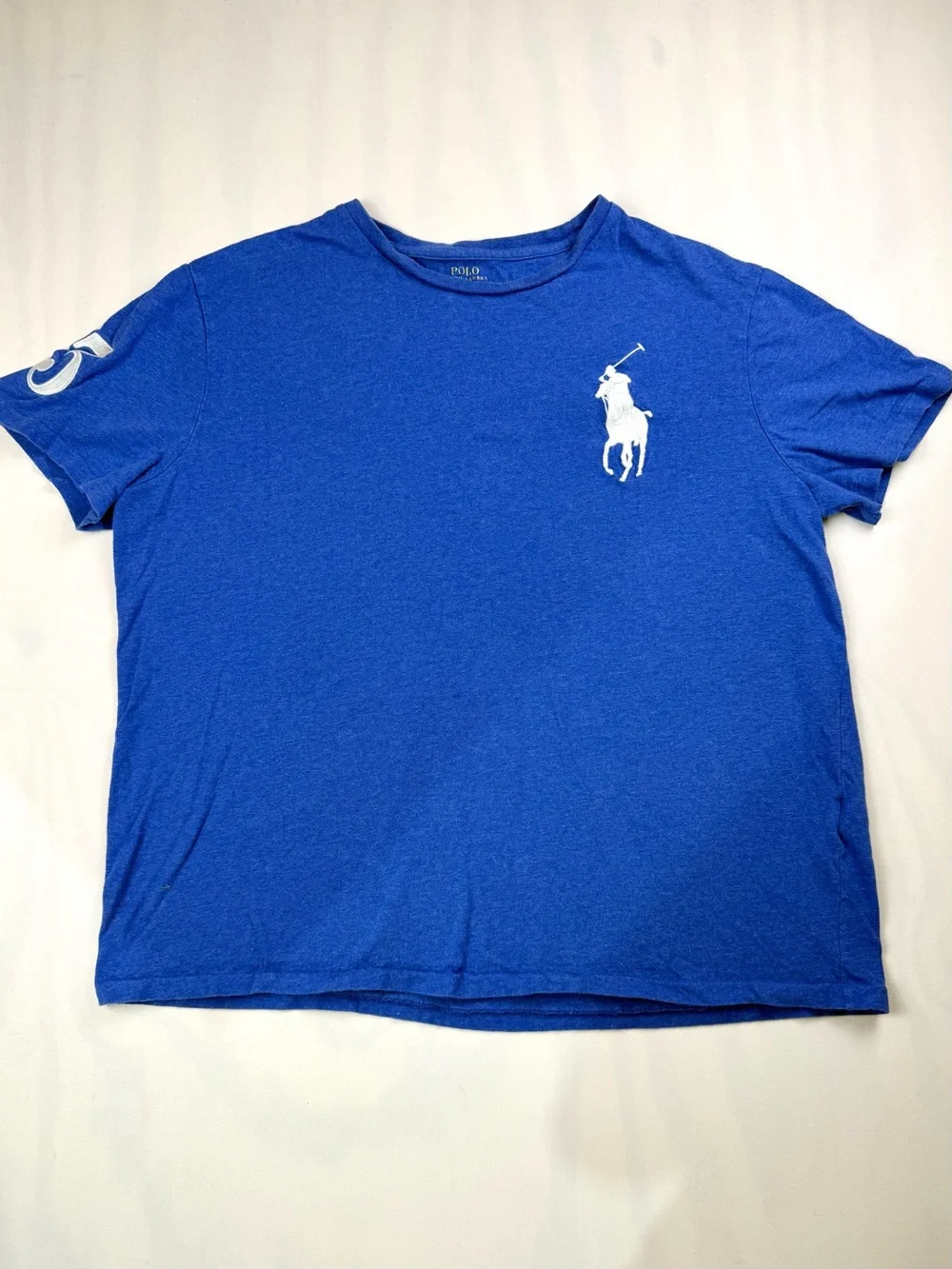 Polo Ralph Lauren Big Pony 3 Blue Graphic T Shirt Men's Large Short Sleeve Tee